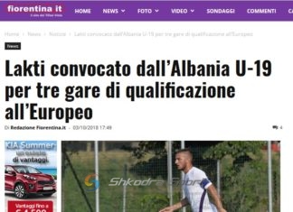 Fiorentina i bën jehonë thirrjes së futbollistit të saj, shkodranit Erald Lakti me Kombëtaren U-19