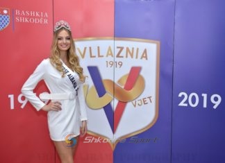 Volejbollistja shkodrane Cindy Marina pozon si “Miss Universe” para logos së Vllaznisë