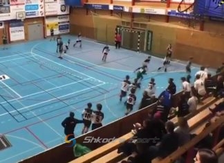 VIDEO/ Aksidenti shkakton panik në pallatin e sportit, makina përplaset dhe përfundon në parket