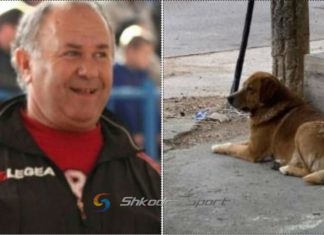FOTO/ Prekëse, qeni me sytë nga shkalla ku dilte Skënder Kurti, ish-trajneri i boksit që ndërroi jetë