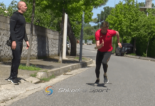 Pas mbylljes së stadiumit, atleti Franko Burraj stërvitet në rrugët e qytetit të Shkodrës