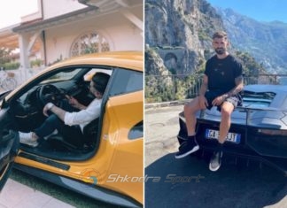 Frikë për Elseid Hysajn, Ferrari i mbrojtësit shkodran merr flakë! Lojtari me vjehrrin ishin në makinë