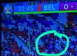 E pazakontë/ Shqiptari valëvit flamurin e Partisë Demokratike në sfidën Belgjikë-Itali