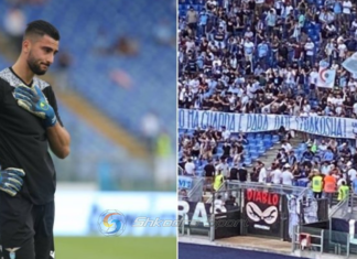 Tifozët e Lazios shpalosën pankartë, Strakosha shpërthen në lot