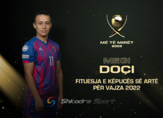 Shënoi 66 gola në sezon, Megi Doçi fiton ‘Këpucën e Artë’ të vajzave për vitin 2022