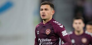 11 minuta lojë për sulmuesin shkodran, Hearts vazhdon të fitojë dhe të kryesojë në Skoci